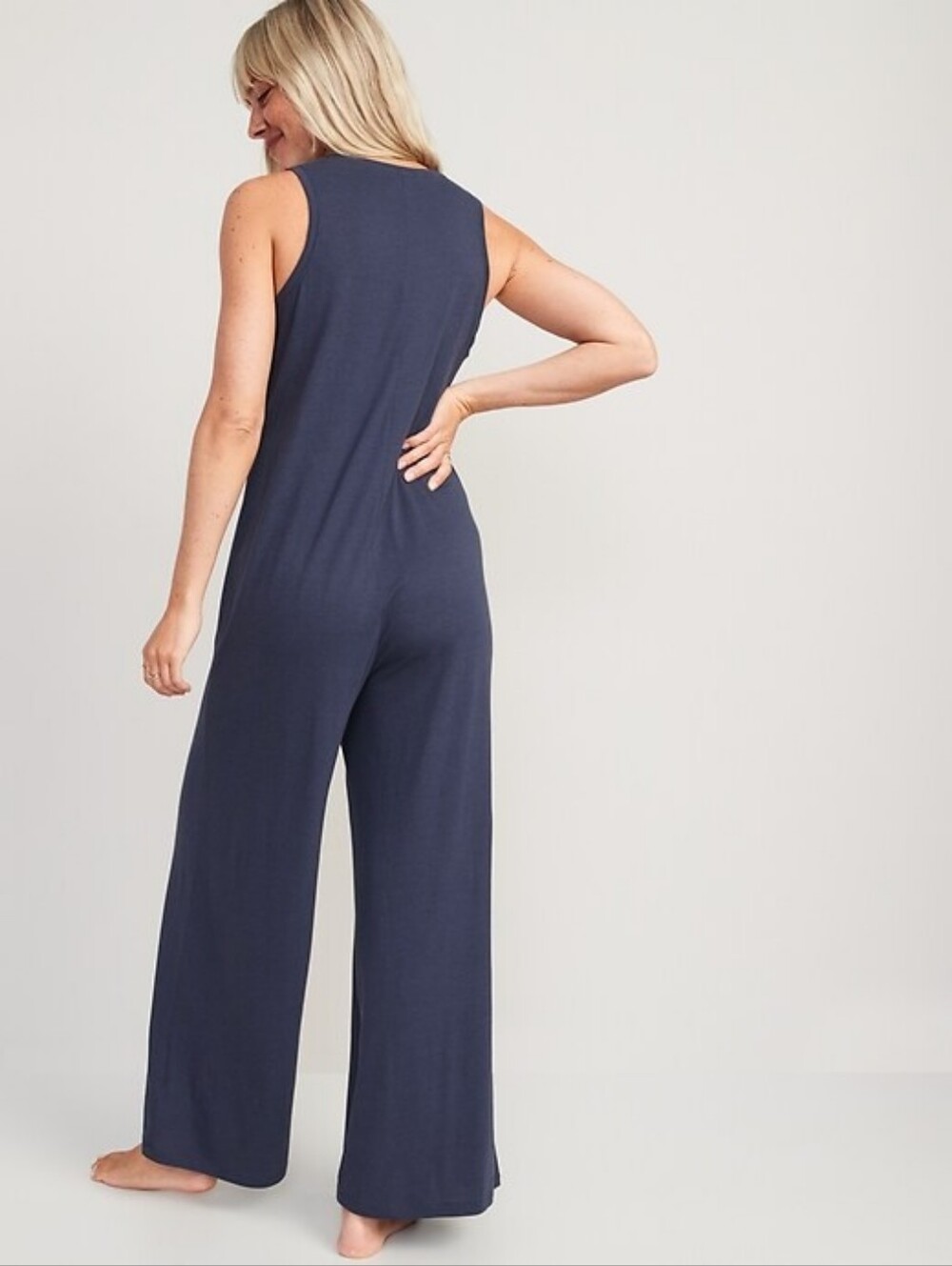 NWT Old Navy Sleeveless Sunday Sleep Henley Wide-Leg Lounge Jumpsuit S Tall
